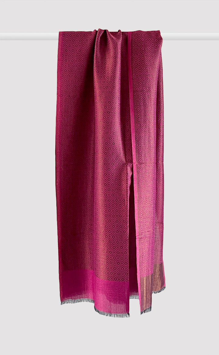 Pink Geometric Zari Stole
