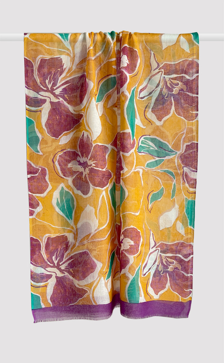 Marigold Daisy Wool Printed Stole