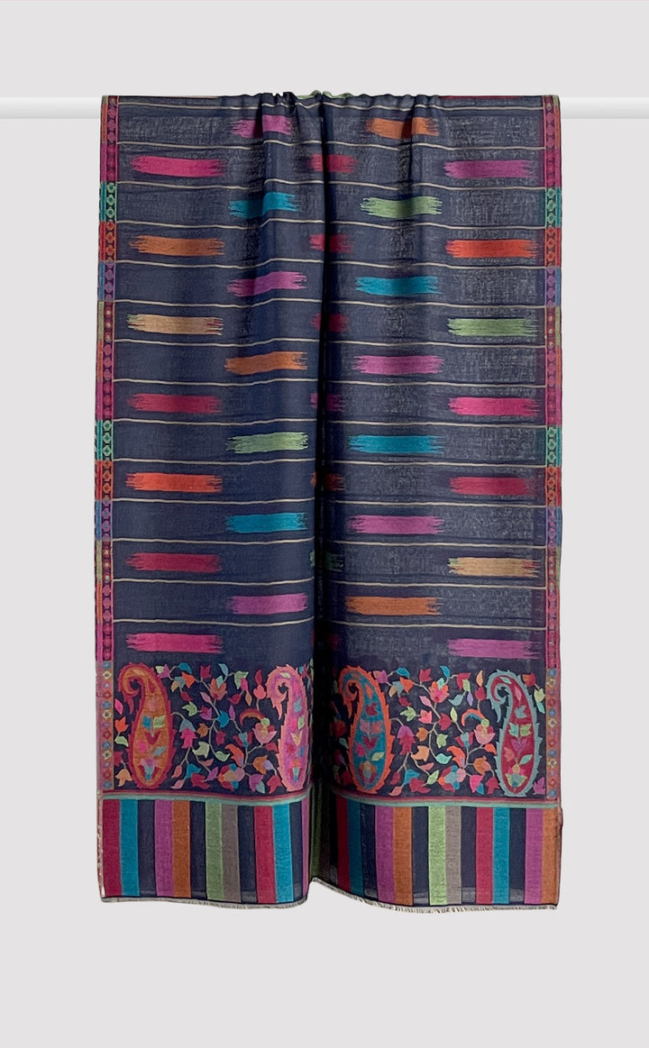 Midnight Blue Ikat Kani Stole