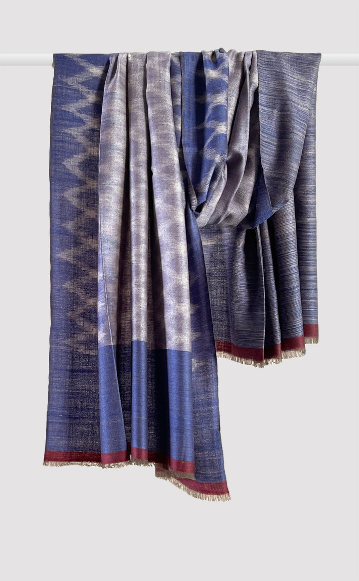 Pashmina Blue Ikat Reversible Shawl