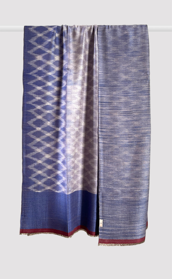 Pashmina Blue Ikat Reversible Shawl