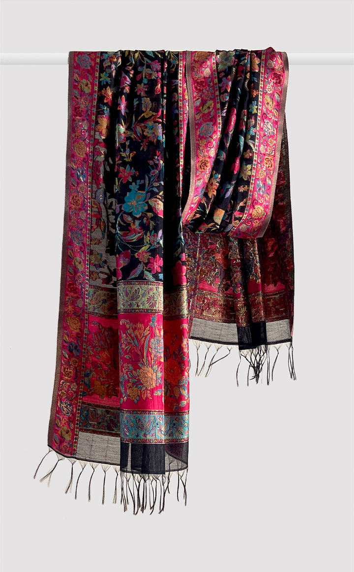 Black Floral Dupatta