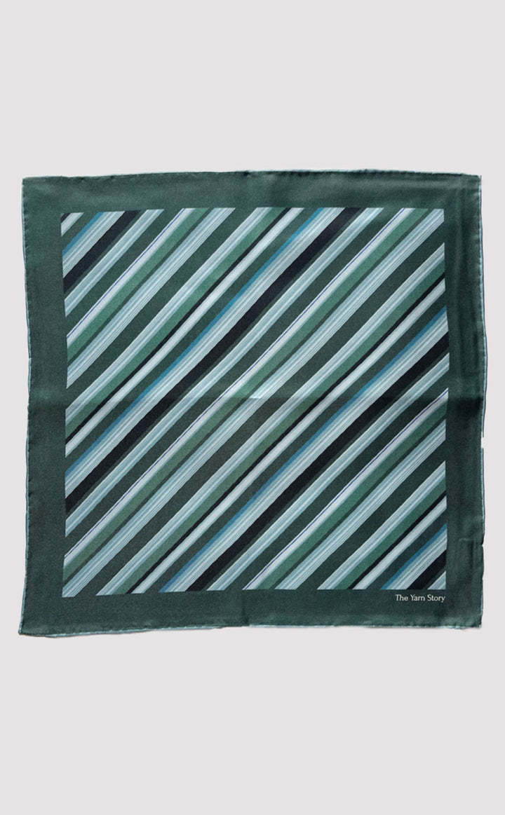 Green Stripe Pocket Square
