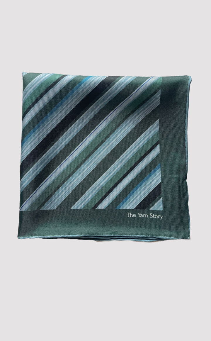 Green Stripe Pocket Square