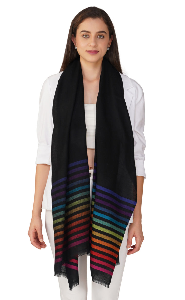 Merino Stripes Black Rainbow