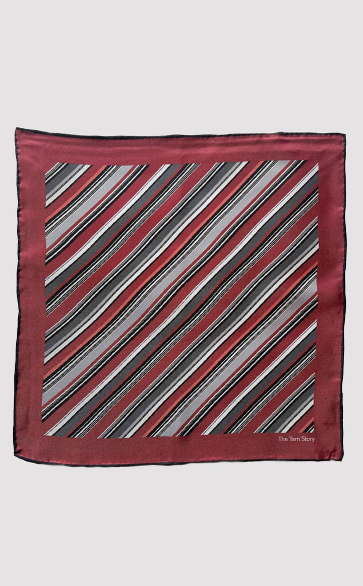 Maroon Stripe Pocket Square