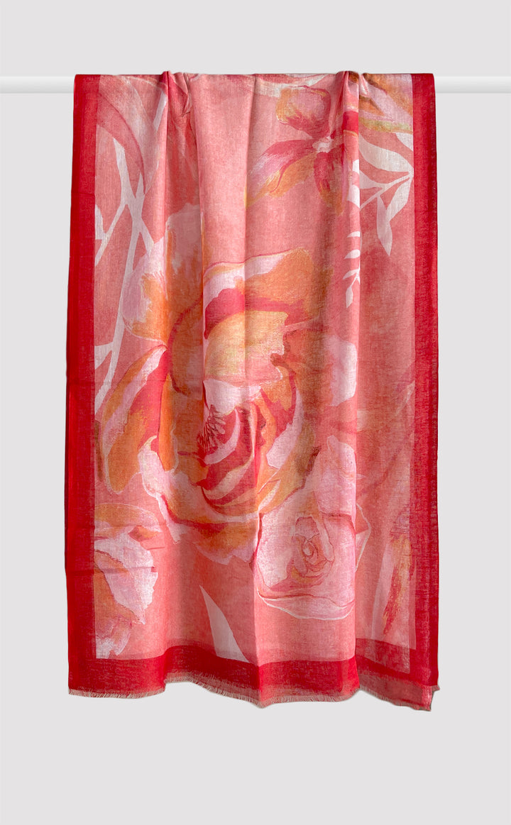 Cherry Peony Linen Modal Stole