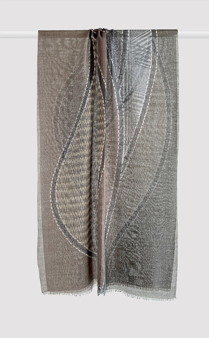 Black Flame Wool Silk Stole