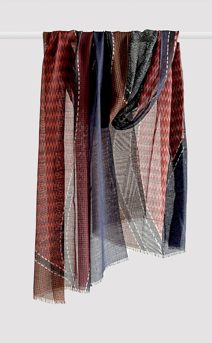 Crimson Flame Wool Silk Stole