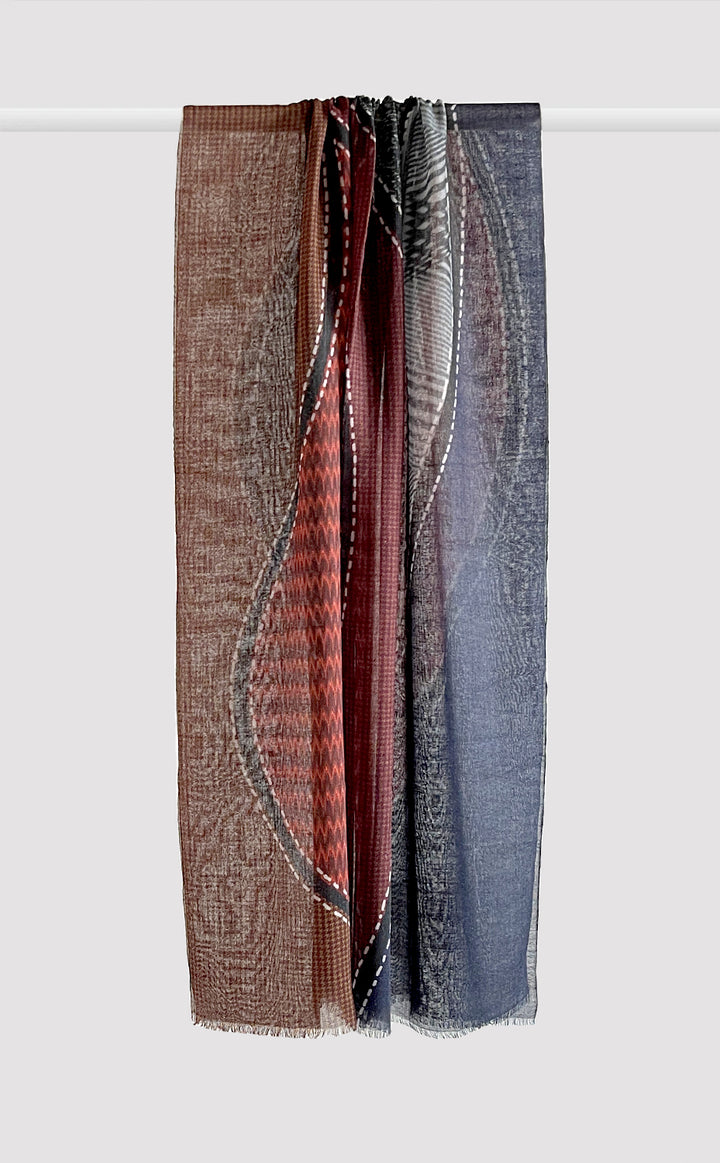 Crimson Flame Wool Silk Stole
