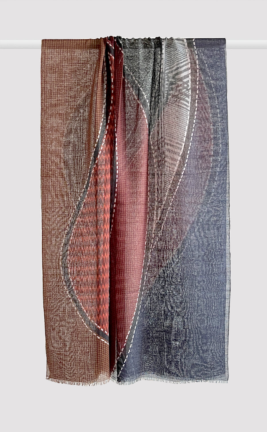 Crimson Flame Wool Silk Stole