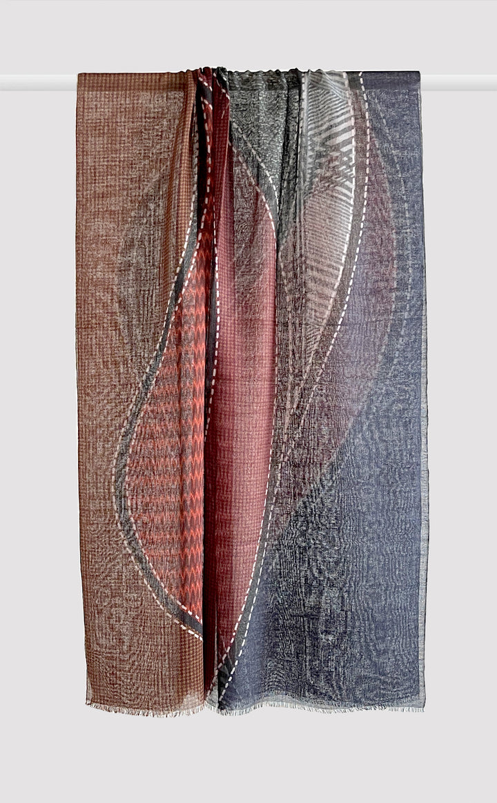 Crimson Flame Wool Silk Stole