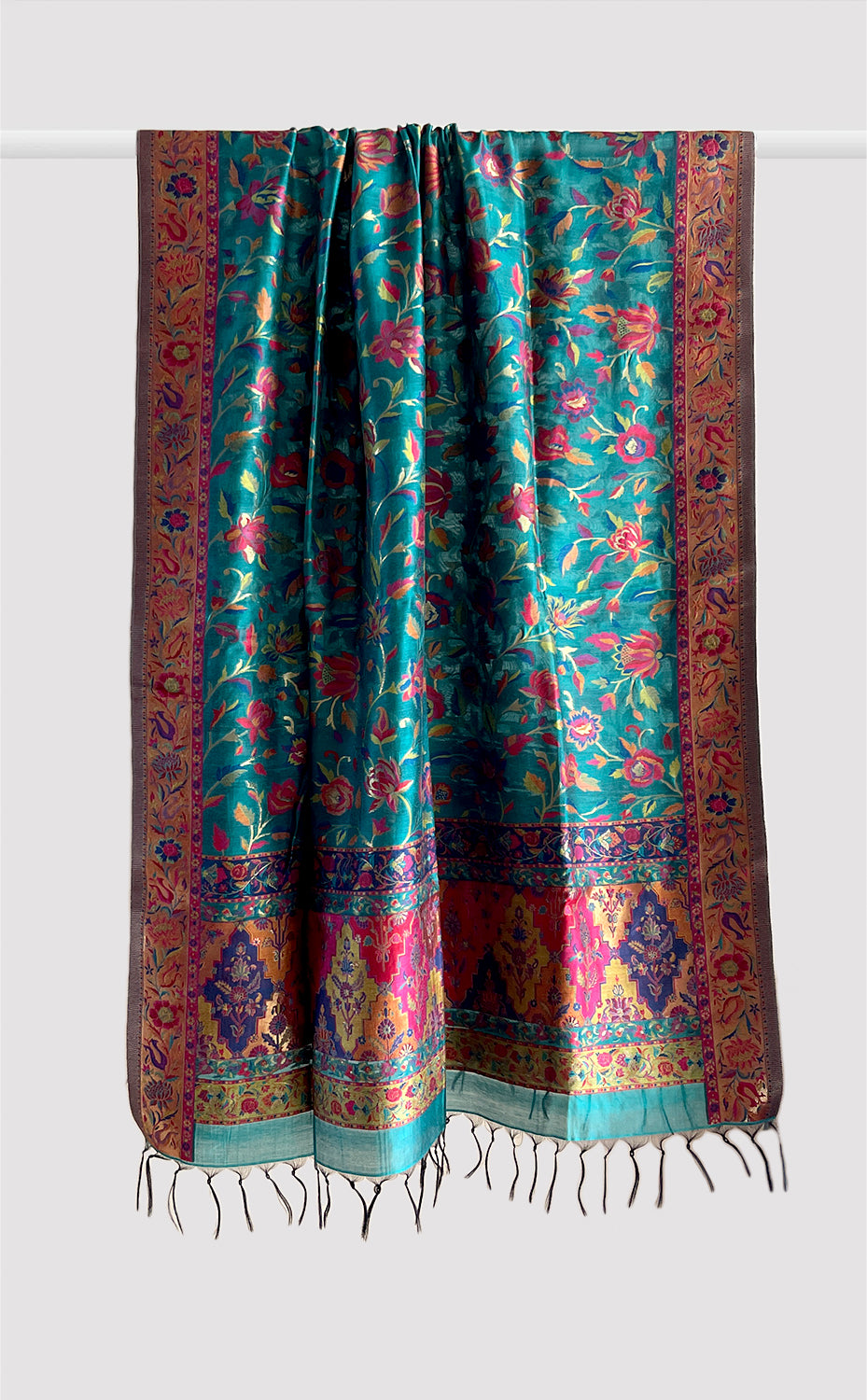 Teal Green Floral Dupatta