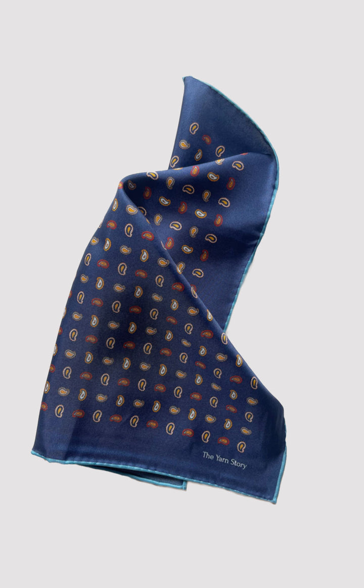 Sapphire Paisley Pocket Square