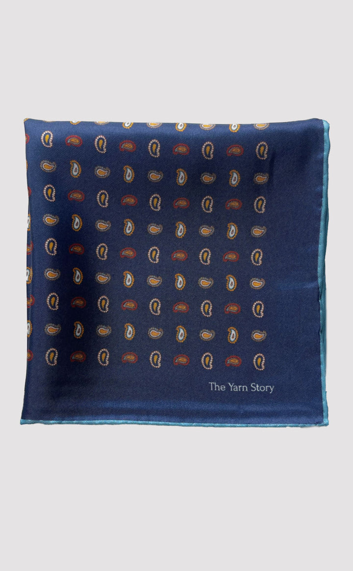Sapphire Paisley Pocket Square