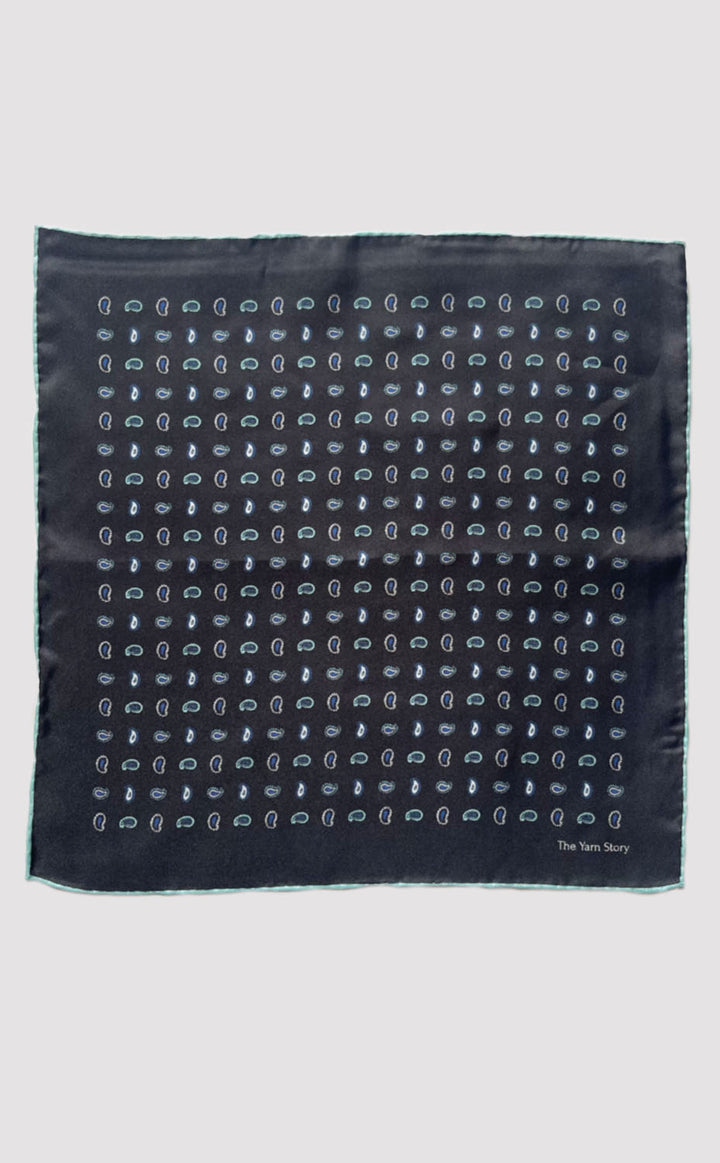 Onyx Paisley Pocket Square