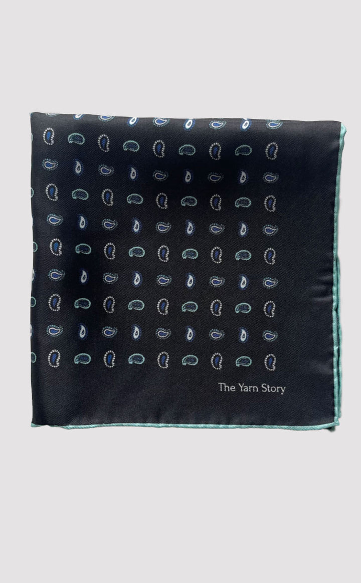 Onyx Paisley Pocket Square