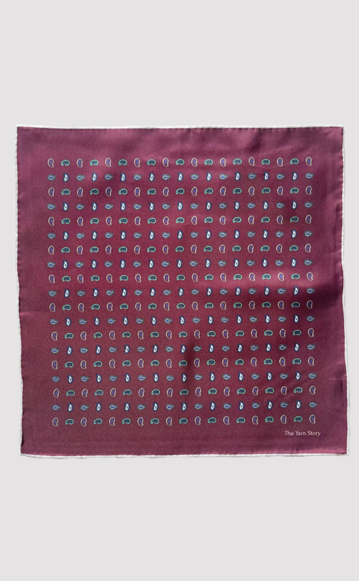 Bordeaux Paisley Pocket Square