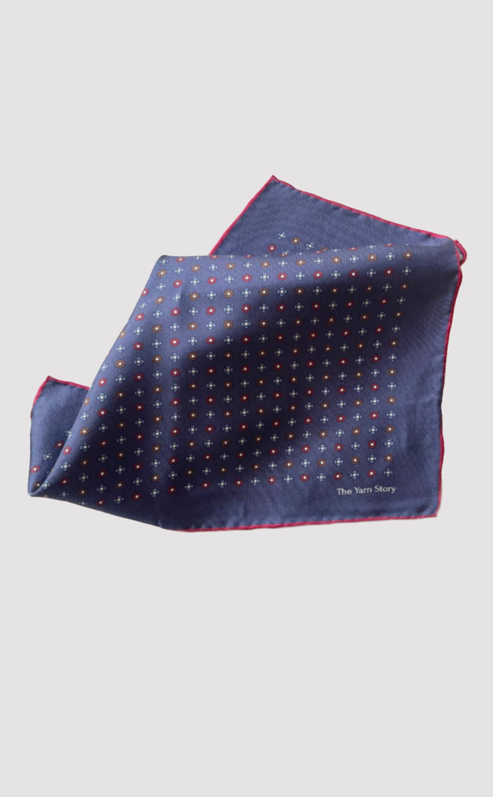 Cobalt Flora Pocket Square