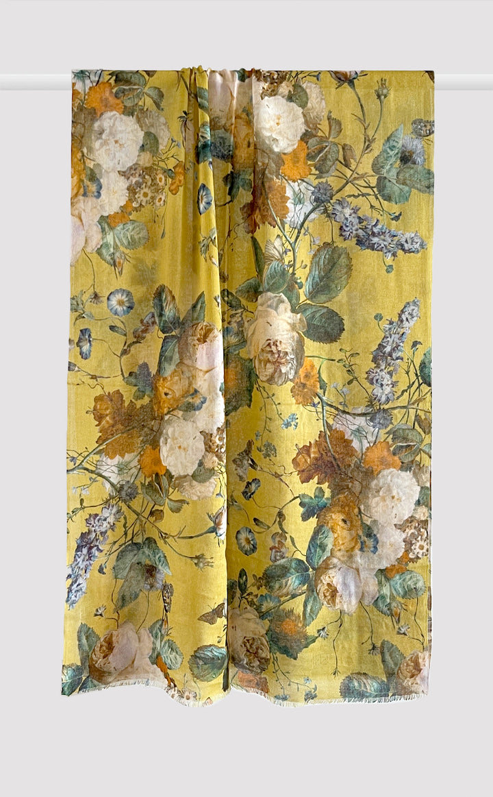Golden Bloom Cashmere Printed Stole