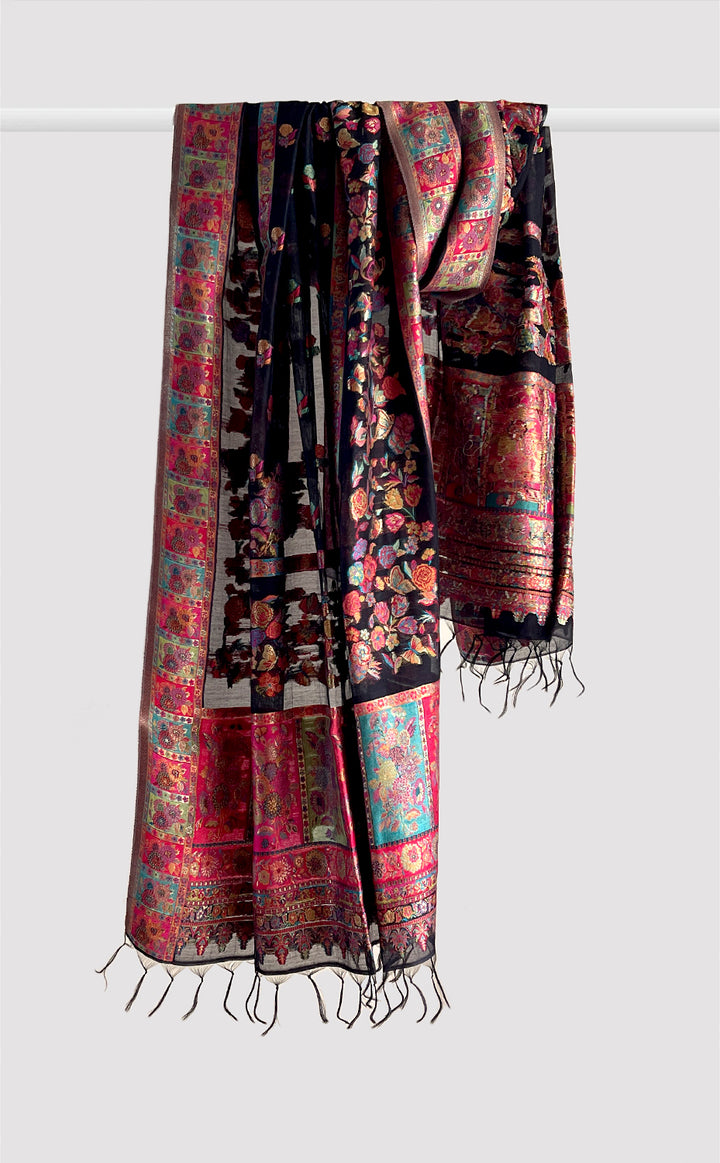Midnight Floral Dupatta