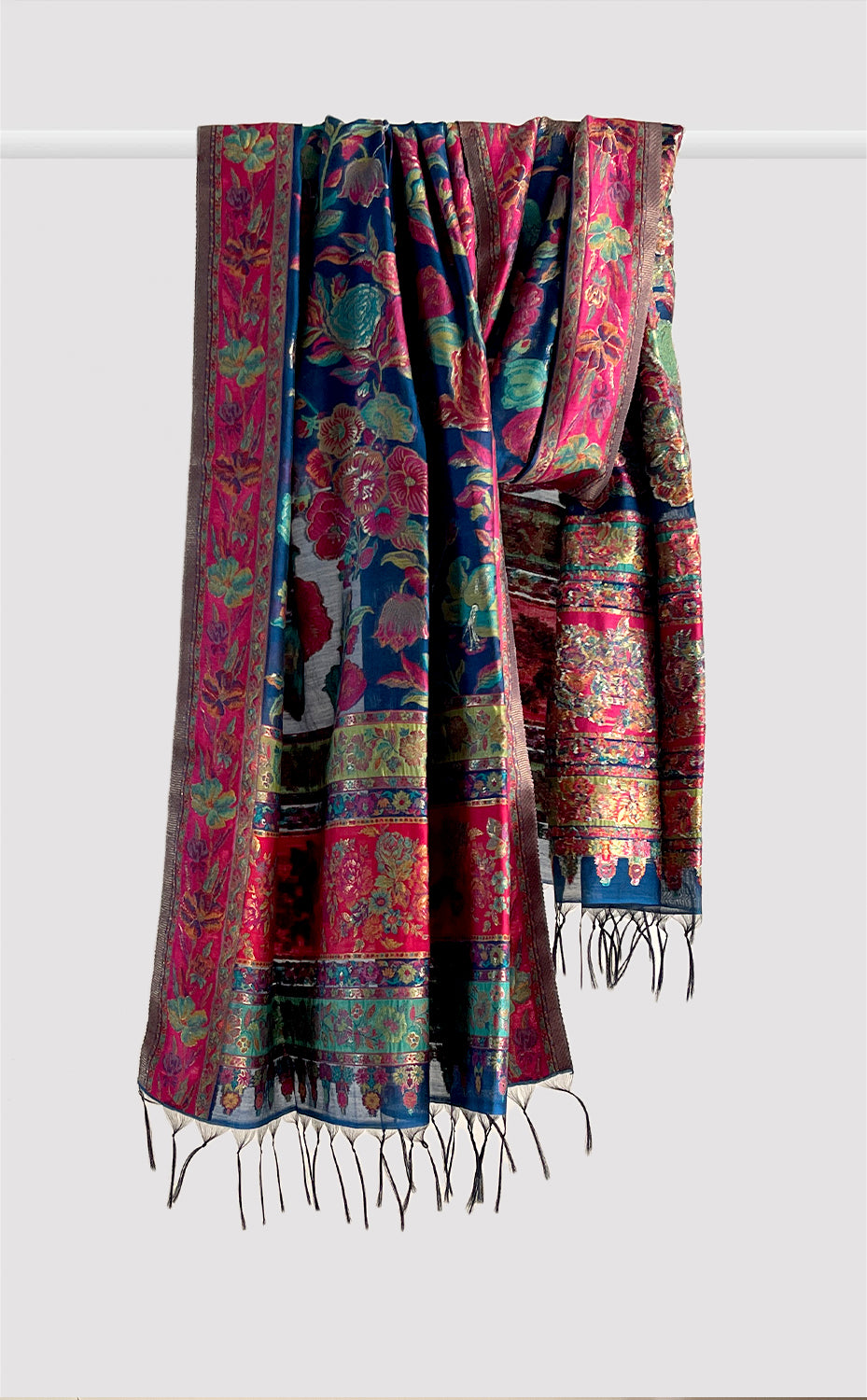 Rose &amp; Navy Floral Dupatta
