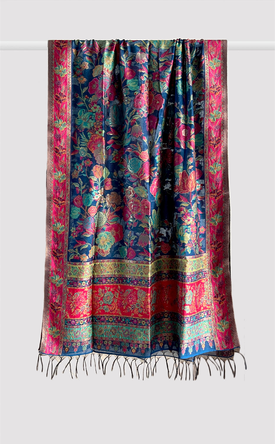 Rose &amp; Navy Floral Dupatta