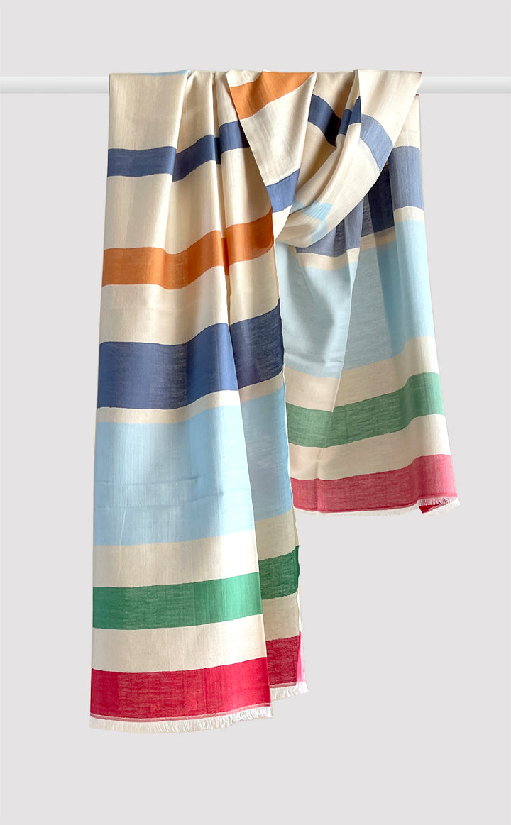 Summer Blues Cotton Stripes Stole