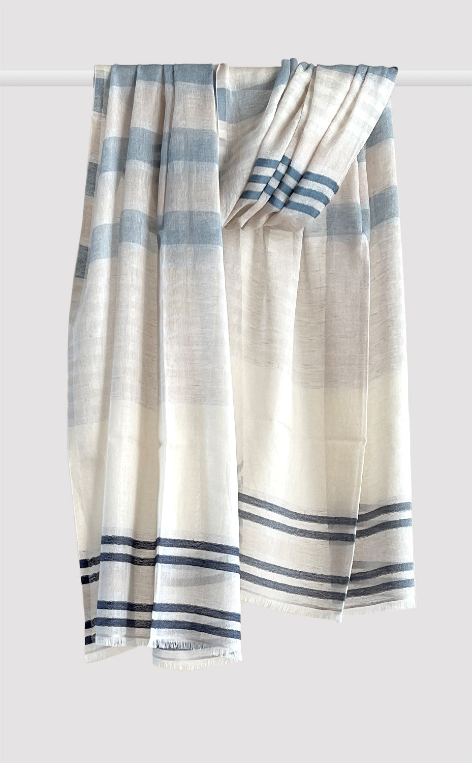 Navy Stripe Cotton Linen Stole