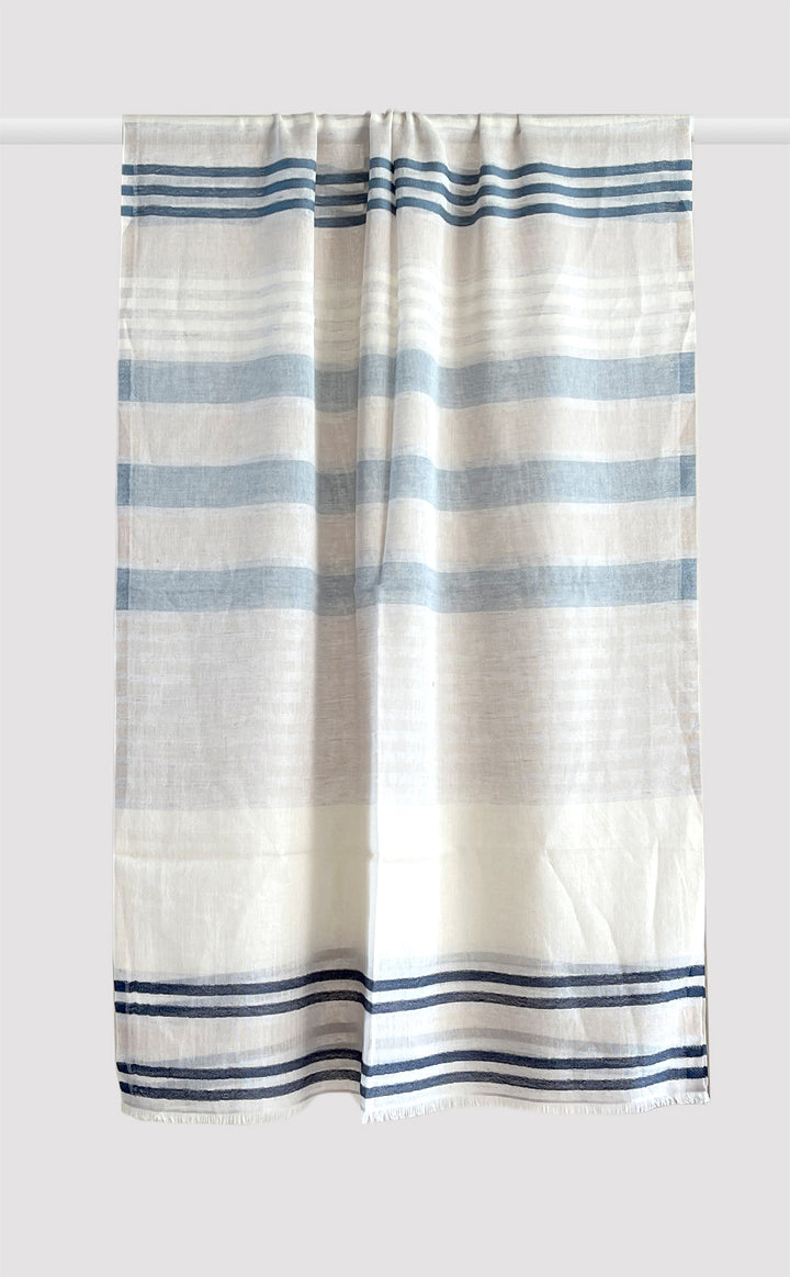Navy Stripe Cotton Linen Stole