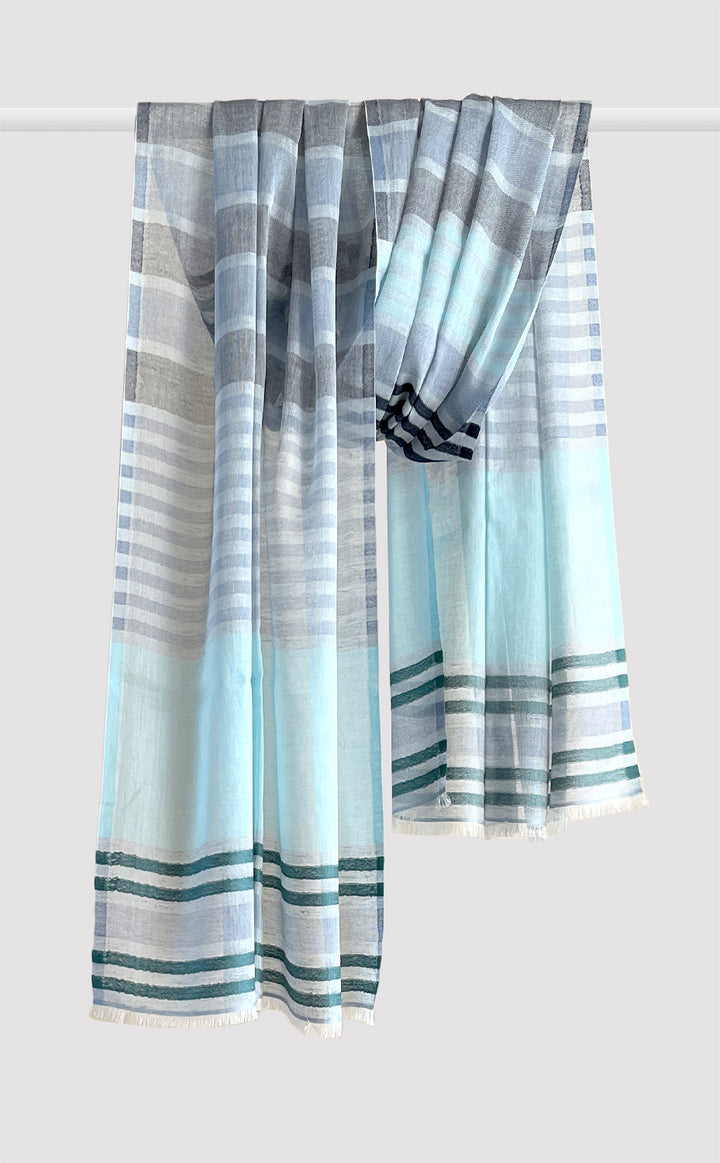 Cadet Blue Cotton Linen Stole