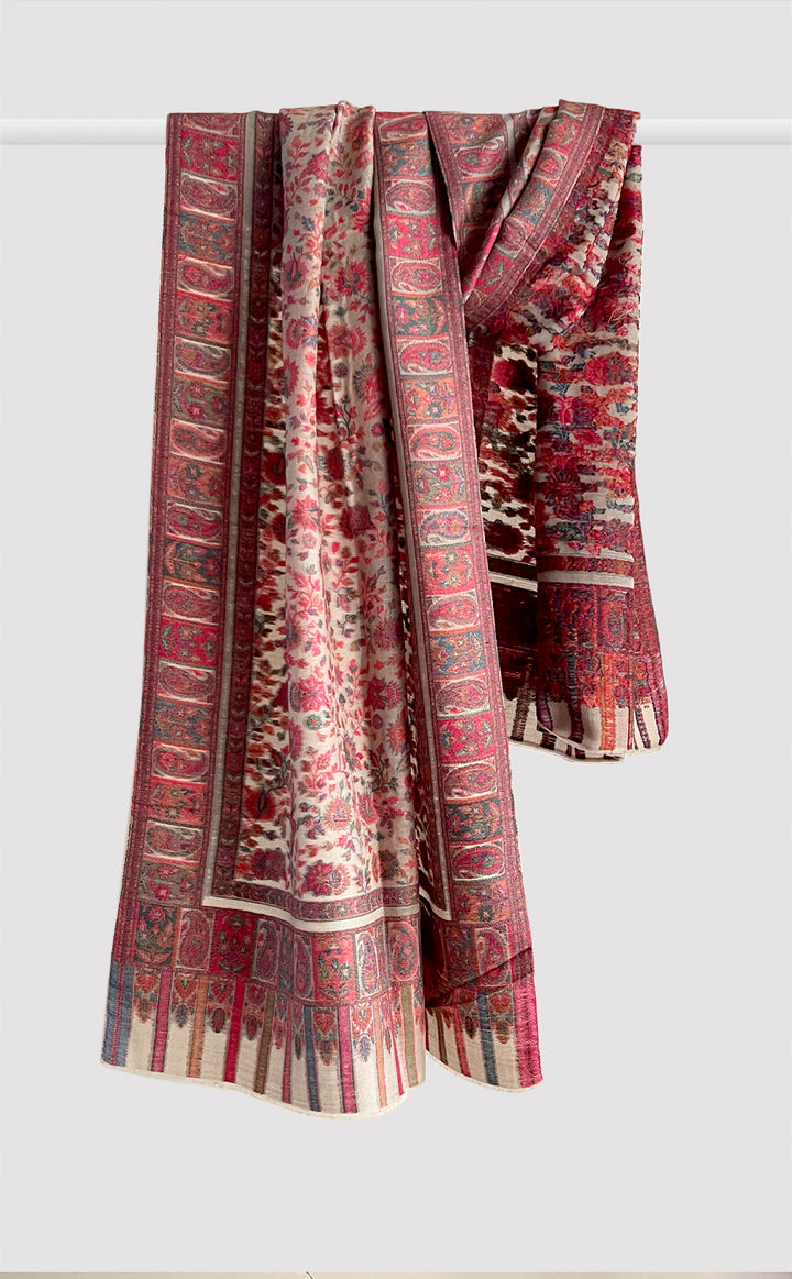 Beige Floral Paisley Kani Stole