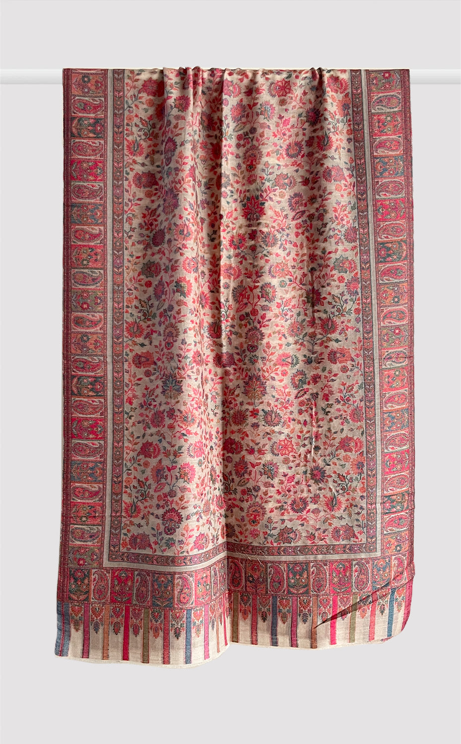 Beige Floral Paisley Kani Stole