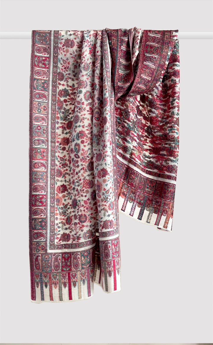 Ivory Floral Paisley Kani Stole