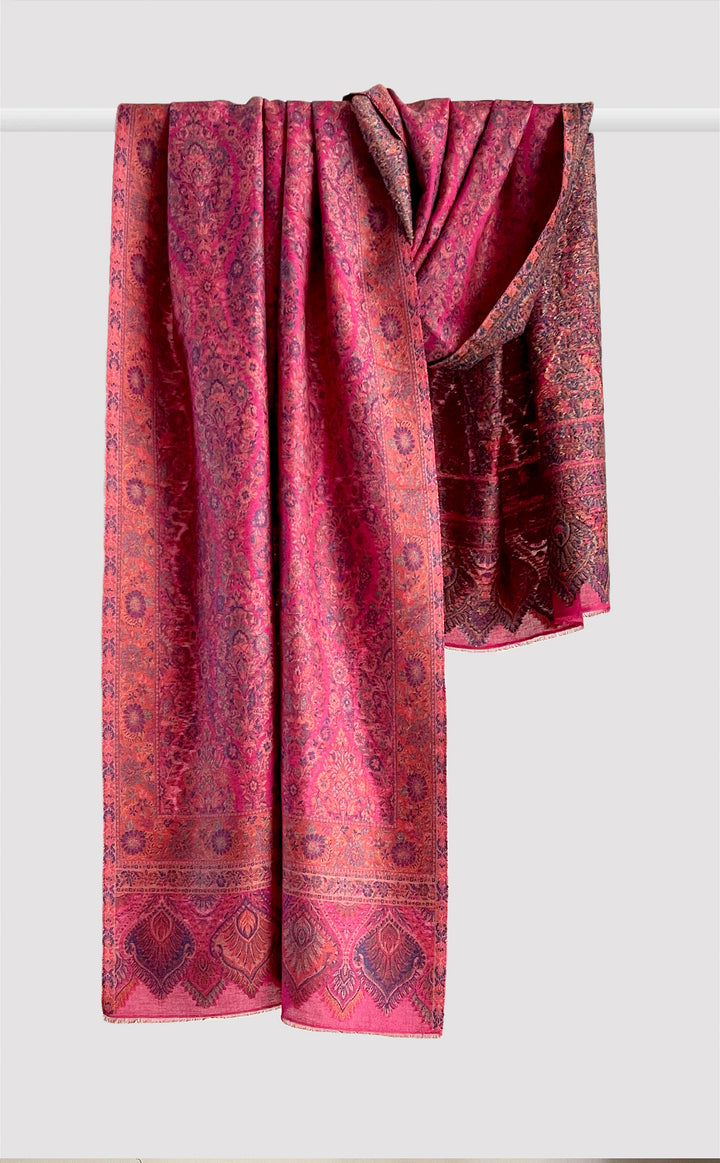 Intricate Motif Rani Pink Kani Stole