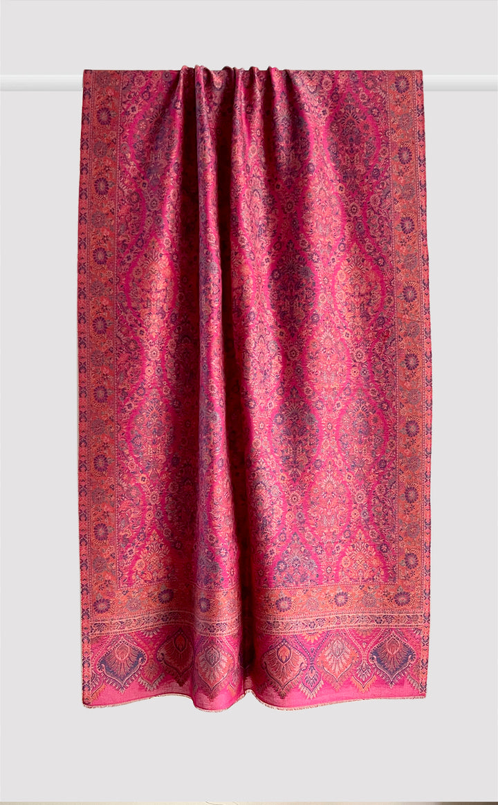Intricate Motif Rani Pink Kani Stole