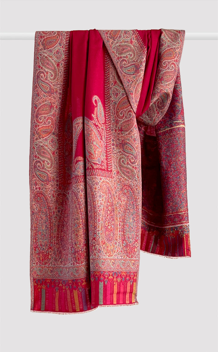 Red Paisley Border Kani Stole