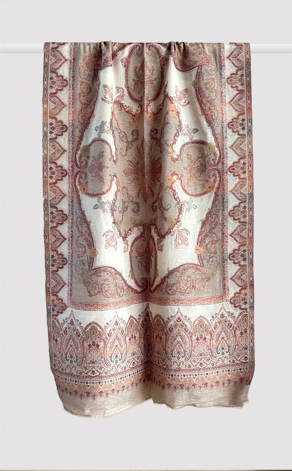 Ivory &amp; Beige Motif Kani Stole
