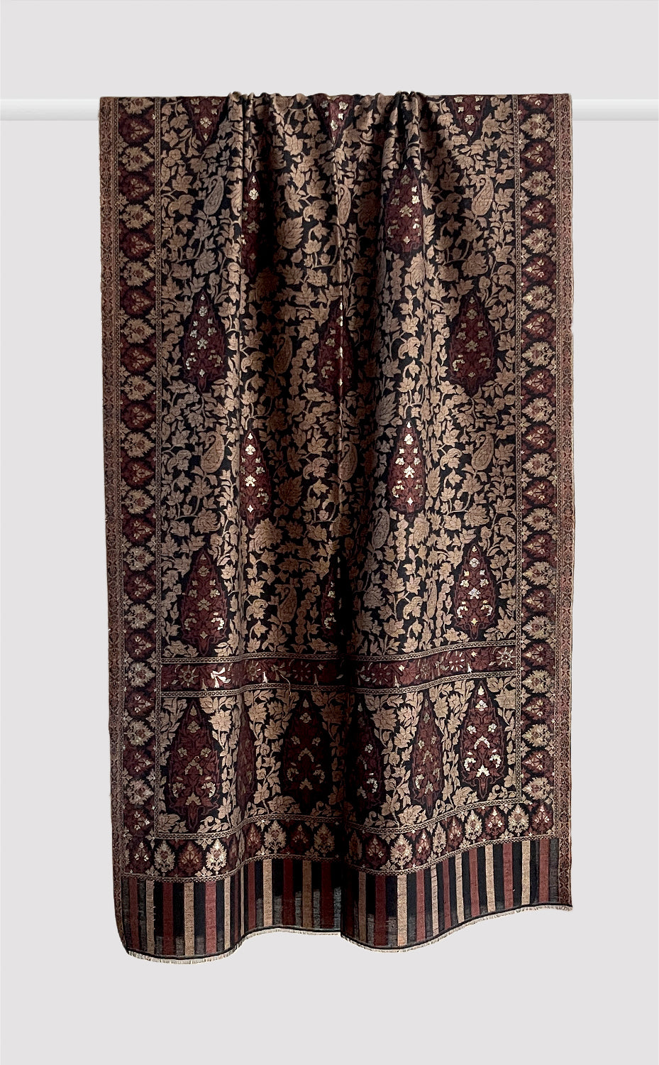 Midnight Brown Zari Kani Stole