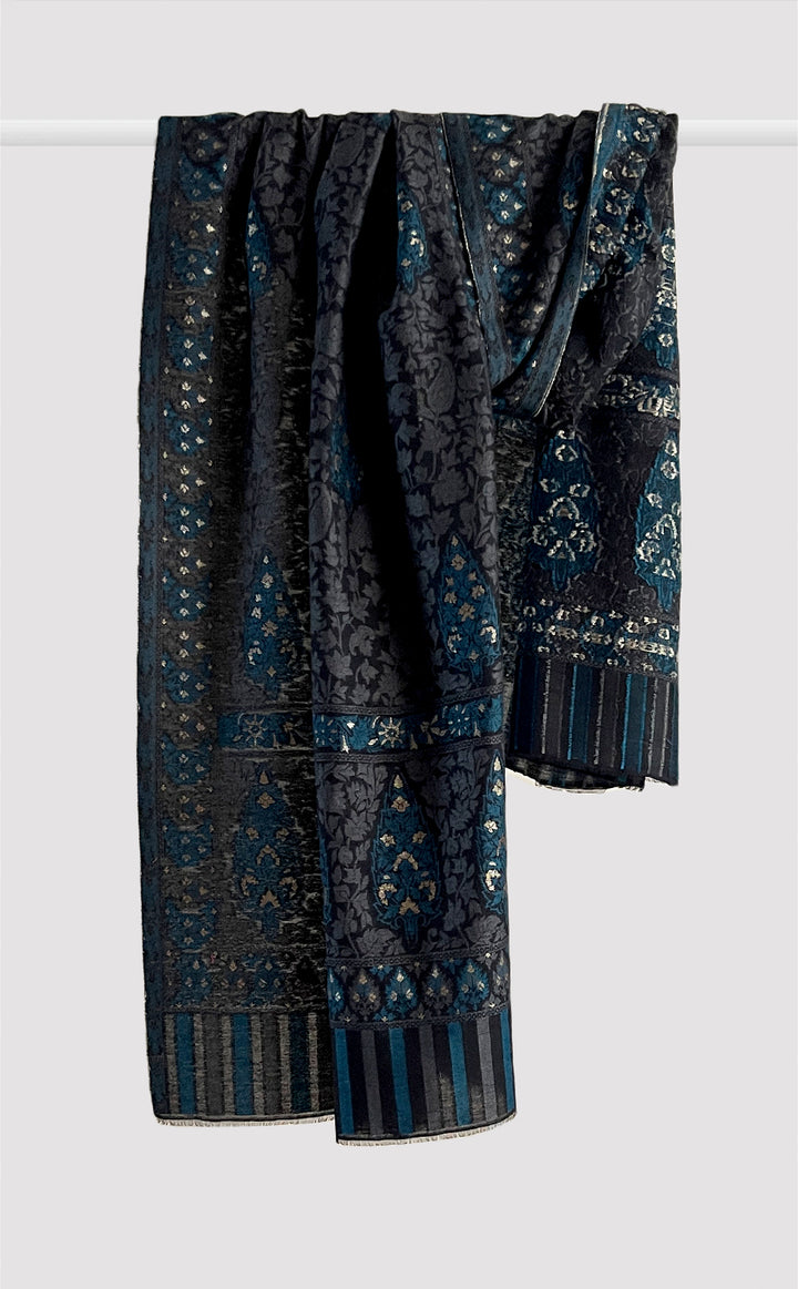 Midnight Navy Zari Kani Stole