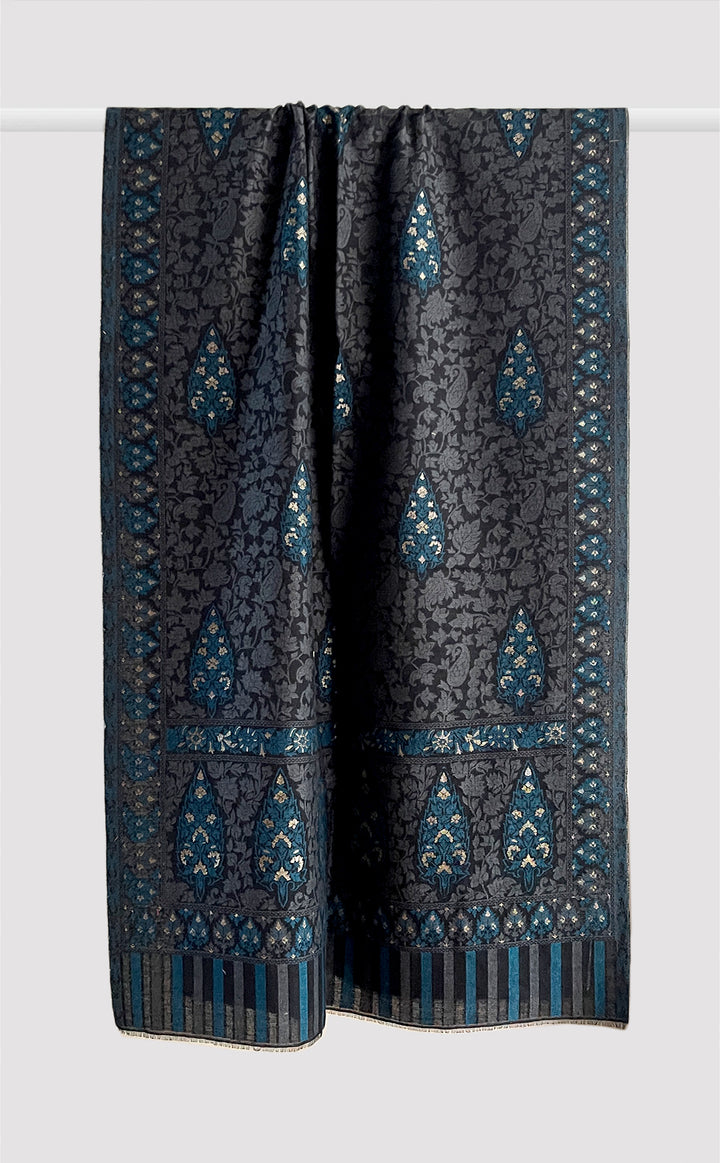 Midnight Navy Zari Kani Stole