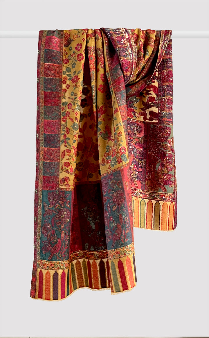 Mustard Multi Floral Kani Stole