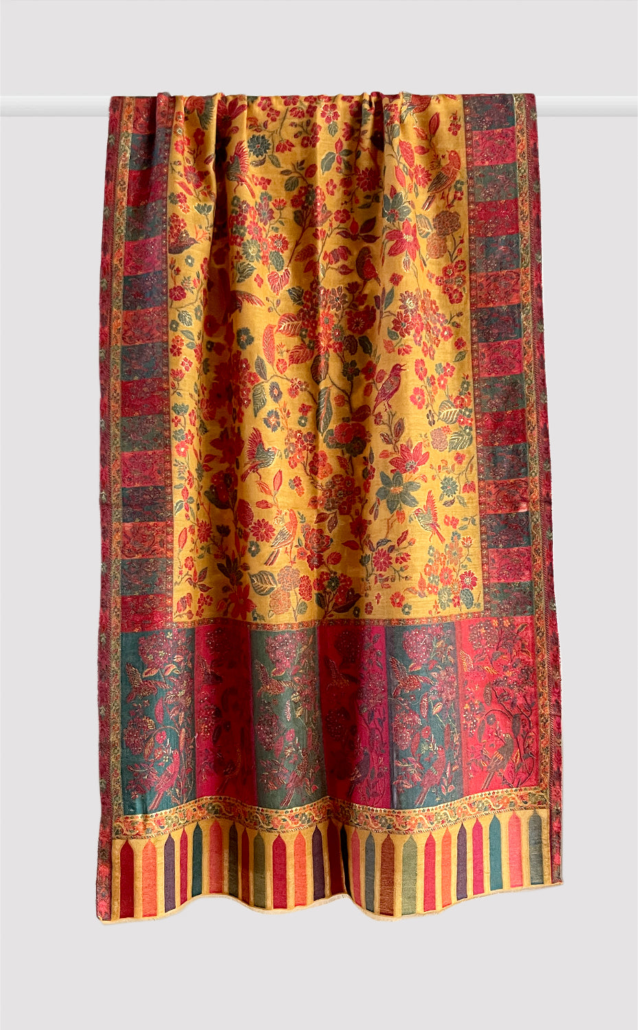 Mustard Multi Floral Kani Stole