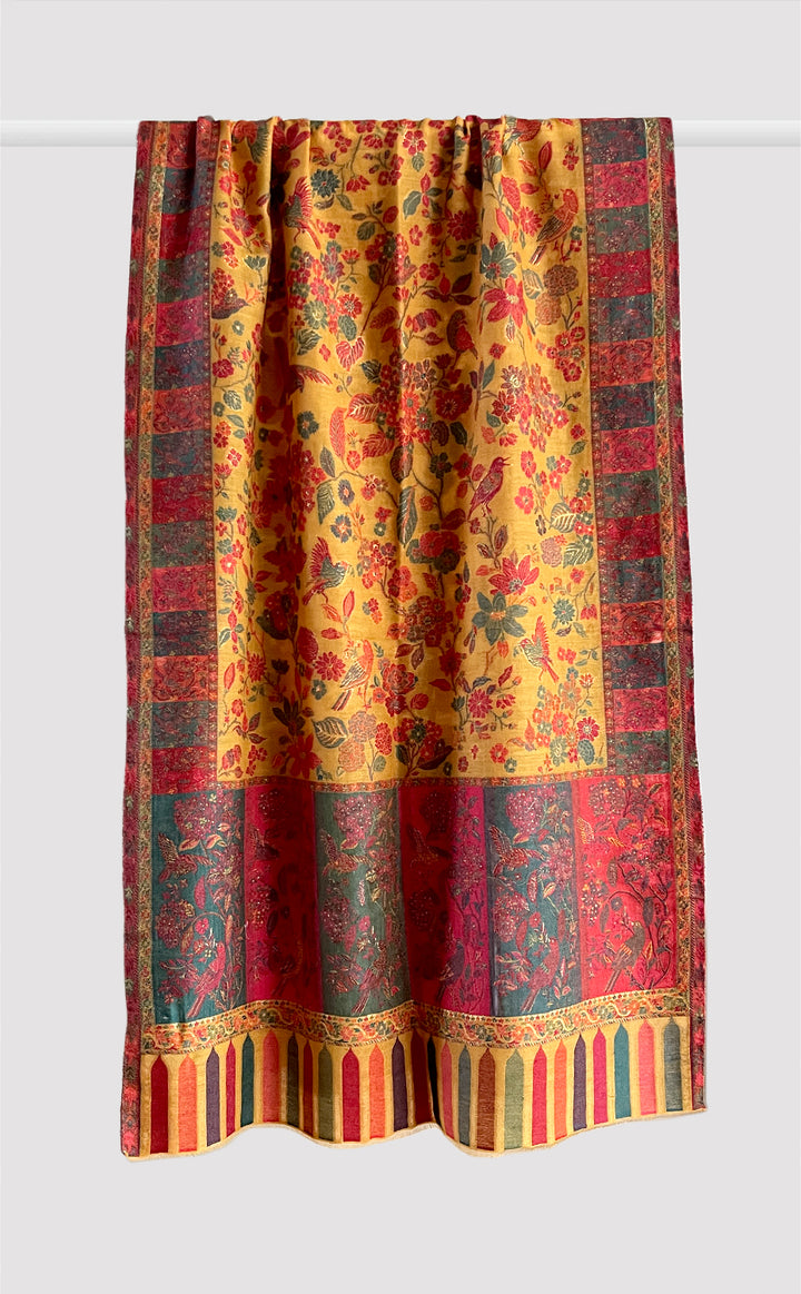 Mustard Multi Floral Kani Stole