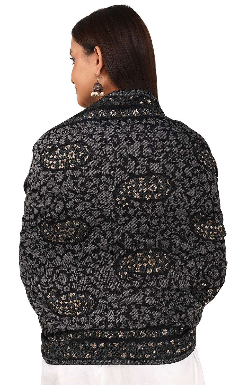 Midnight Grey Zari Kani Stole