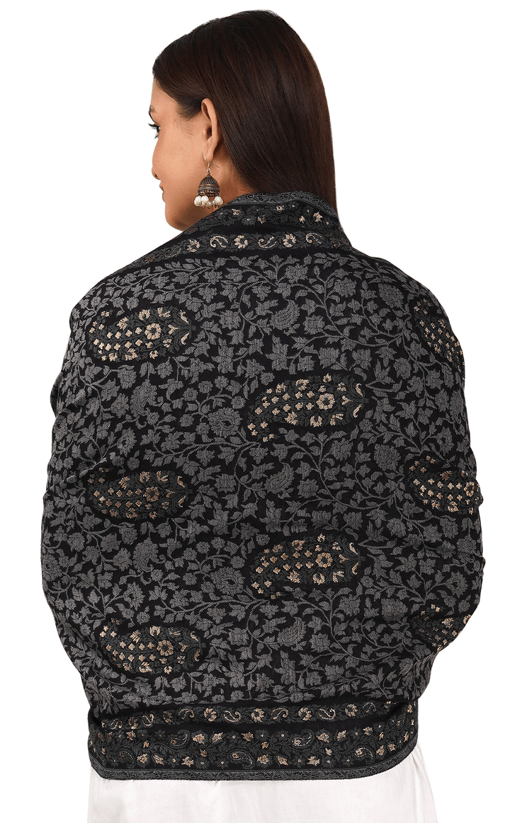 Midnight Grey Zari Kani Stole