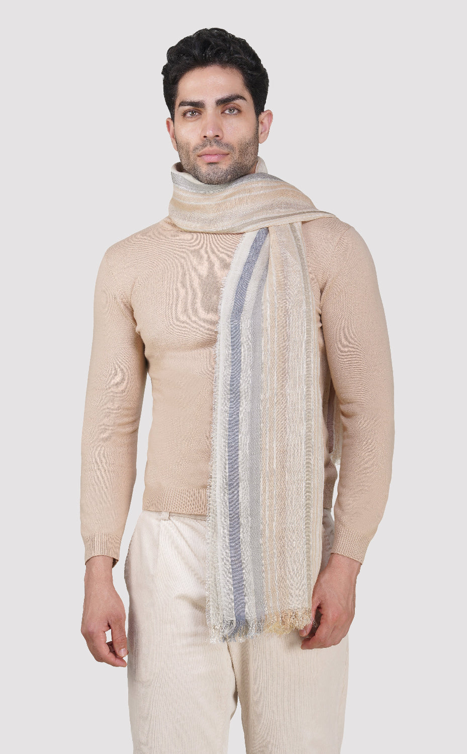 Airy Stripe Linen Silk Stole