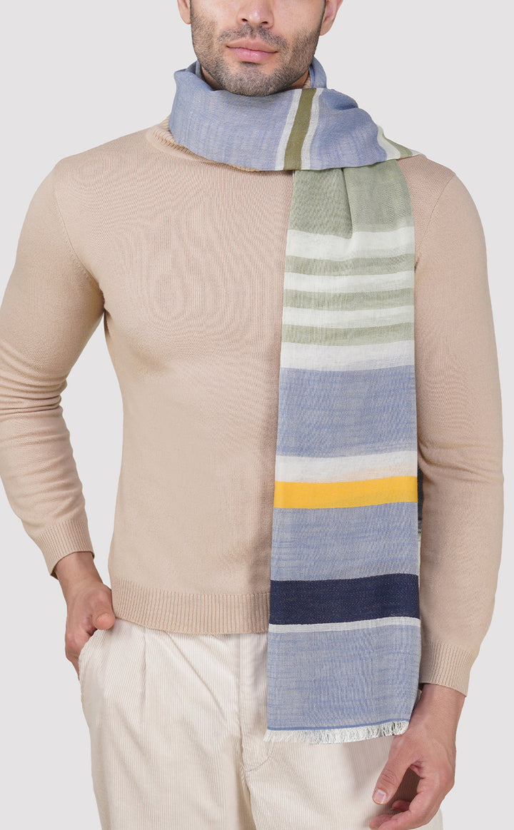 Blue Stripes Cotton Linen Stole