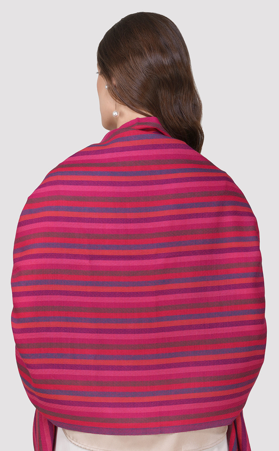 Raspberry Stripe Wool Wrap