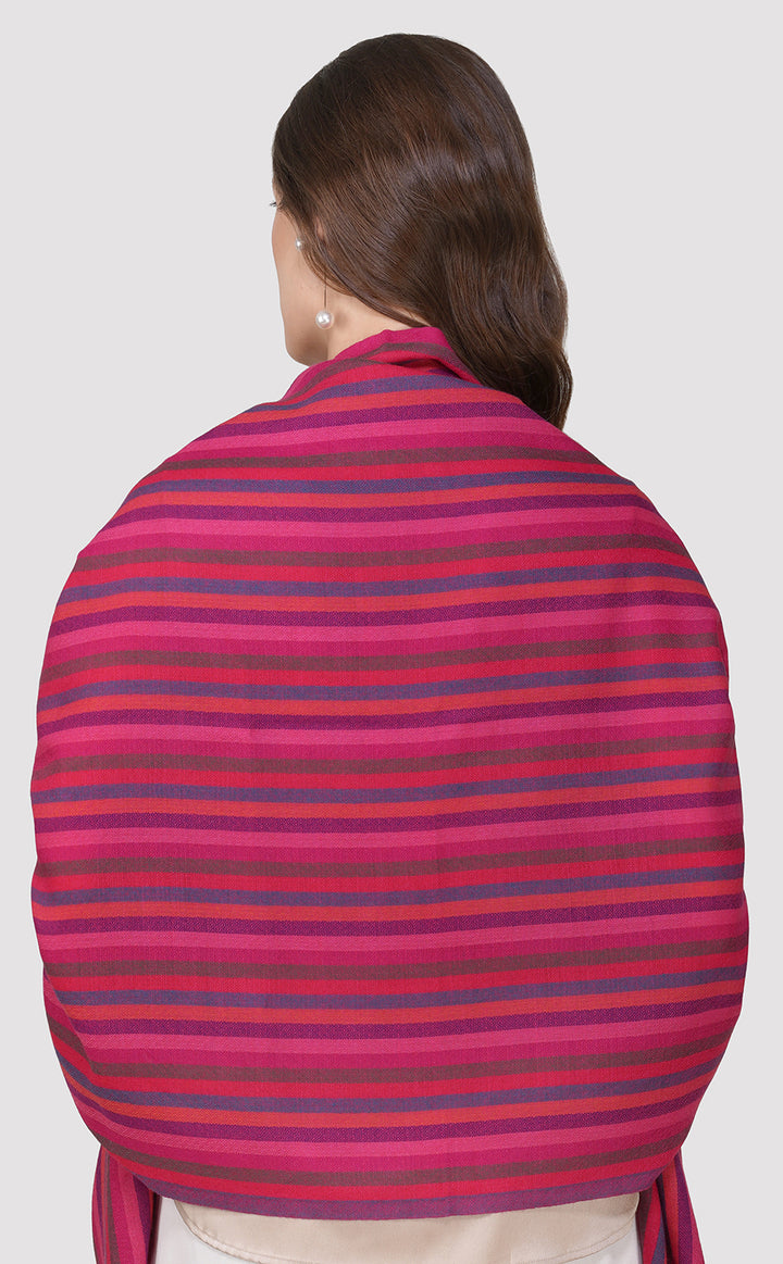 Raspberry Stripe Wool Wrap